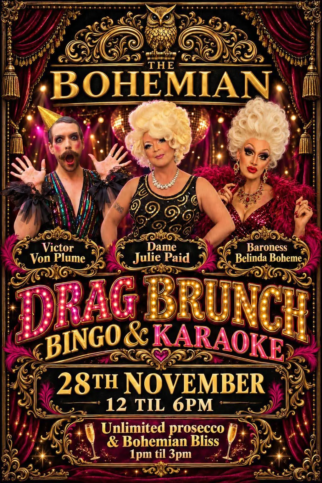 Drag Brunch With Julie Paid, Victor Von Plume and Baroness Boheme, photo 1 of 1