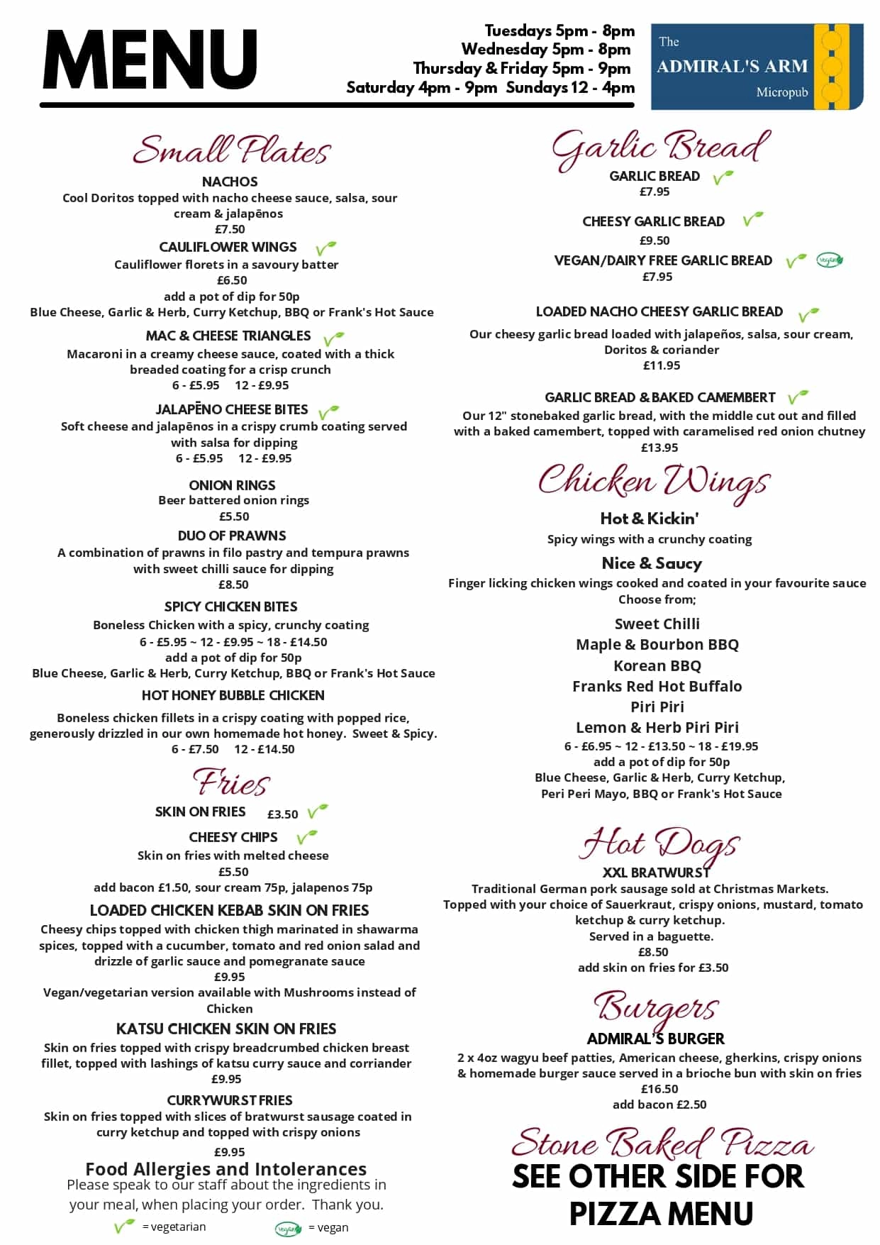 Admirals Arm Pub and Restaurant menu page





                                        1 - Queenborough